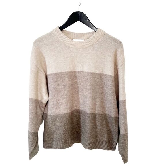 H&M Brown Neutral Soft Wool Blend Crewneck Pullover Sweater - Picture 1 of 6